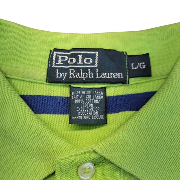 Polo Ralph Lauren Men's Short Sleeve Stripped Green Blue With Pink Pony Large - Picture 3 of 9